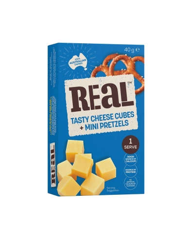 Cubo de queso Real Tasty y mini pretzel 40 g x 8