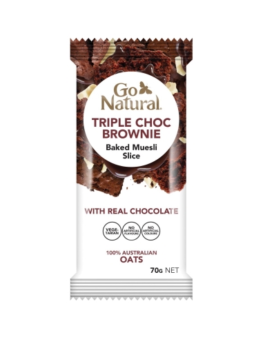 Go Natural Brownie triple chocolat en tranches de muesli au four 70g x 12
