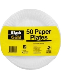 Black & Gold Paper Plates 225mm 50 Pack x 1