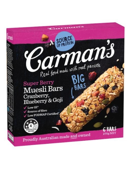 Barres de muesli Carmans Super Berry, canneberges, goji et myrtilles 270 g
