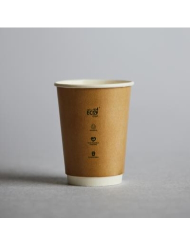 Truly Eco Cups 350ml 12oz Doble pared Kraft 25 Pack Sleeve