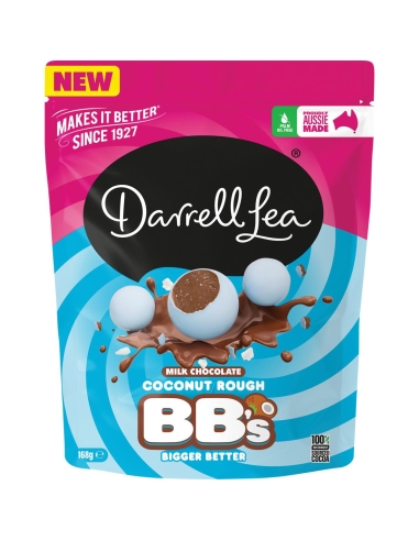 Darrell Lea Chocolat au lait et noix de coco Rough Bb's 168 g x 12