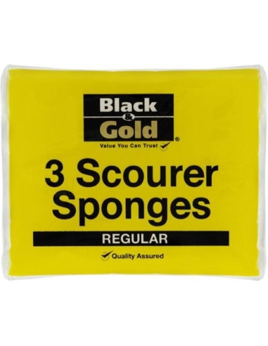 Black & Gold Esponjas para fregar regulares, paquete de 3 x 12