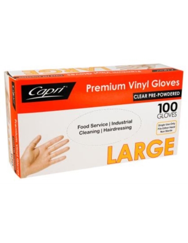 Capri Handschuhe, Premium-Vinyl, transparent, große Packung mit 100 Stück