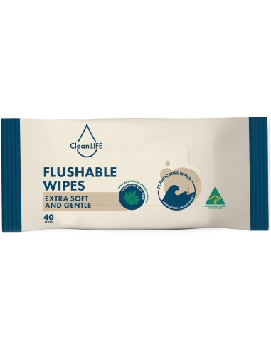 Cleanlife Flushable Wipes 40 Pack x 1
