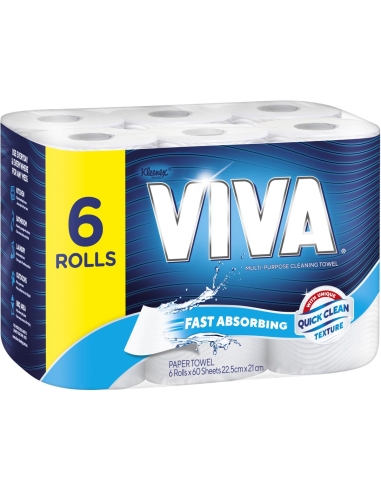 Viva Serviette en papier blanc 6 Pack 60 Feuille x 1