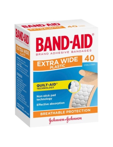 Bandaid プラスチックストリップ Extra ワイド 40 パック x 6