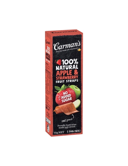 Carman's Fruit Straps Appel & Aardbei 70g 5 Twin Pack x 36
