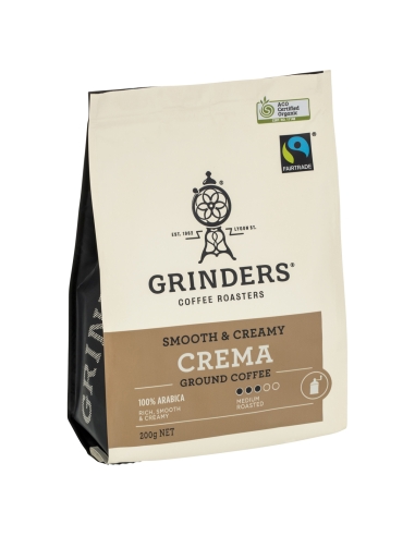 Grinders Glatte Crema Boden Kaffee 200gm