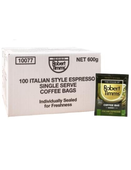 Robert Timms Coffee Portion Control Bags Italian Espresso Style 100 Pack x 1