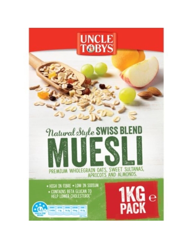 Uncle Toby Svizzera naturale Style Muesli Colazione Cereale 1kg x 1