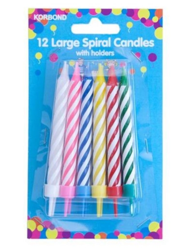 Korbond Large Spiral Candle With Holders 12 Pack x 6