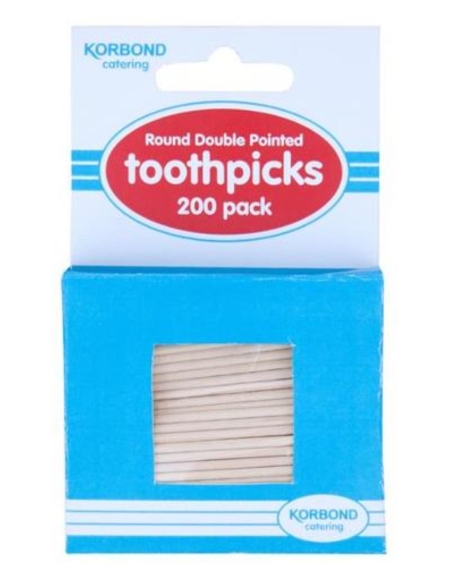 Korbond Round Double Pointed Toothpicks 200 Pack x 12