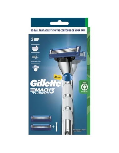 Gillette Mach 3 Turbo Razor 3d 2up 1 Pack x 1