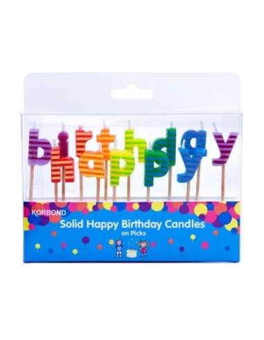 Korbond Candles Happy Birthday On Pick 1 Pack x 6