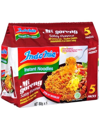 Indomie Mi Goreng Noodles instantanés Satay 5 Pack 400gm x 1