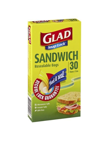 Glad Snap Lock Bags Sandwich Größe 30 Pack x 1