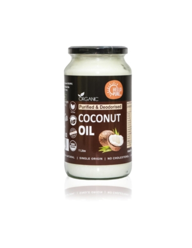 Hello Pure Oil Coconut Purified & Deodorised Organic 1Ltr x 1