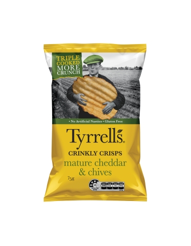 Tyrells Cheddar ed erba cipollina 75 g x 12