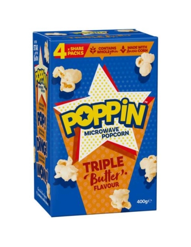 Poppin Triple Butter Microonde Popcorn 400g x 1