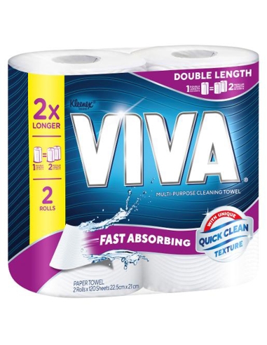 Paper Towel White Double Length 120 Sheets 2 Pack x 1