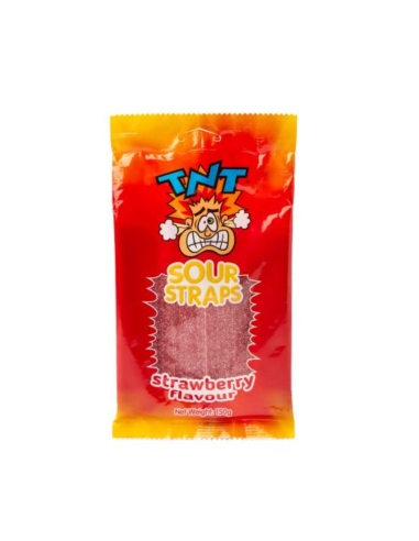 Tnt Strawberry Sour Straps Bag 150g x 12