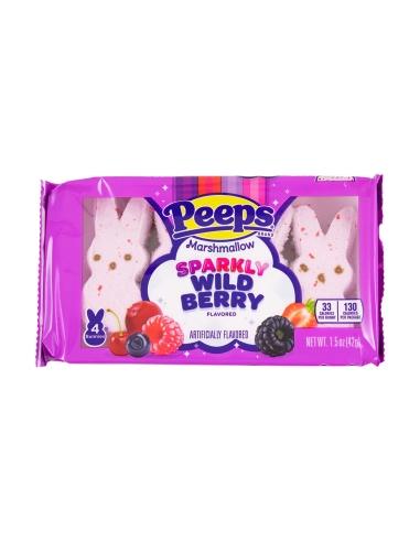 Peeps Wildberry Flavoured Marshmallow Bunnies 4 Pack 42g x 24