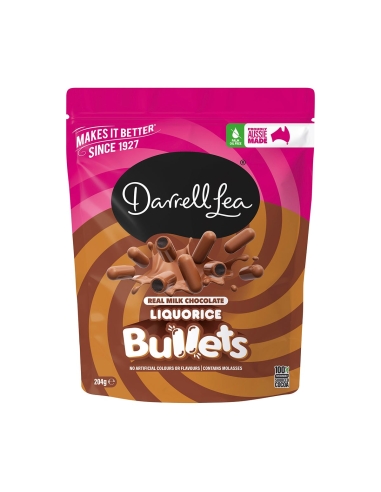 Darrell Lea Milk Chocolate Liquorice Bullets 204g x 12