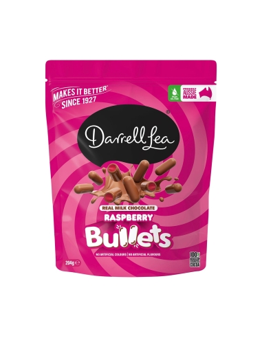 Darrell Lea Bullets di cioccolato al latte e lamponi 204 g x 12