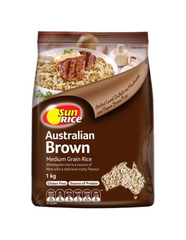 Sunrice Riz brun moyen grain 1kg x 1
