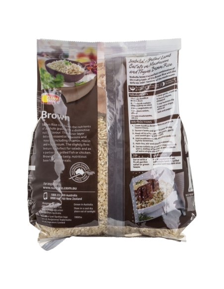 Sunrice Riz brun moyen grain 1kg x 1