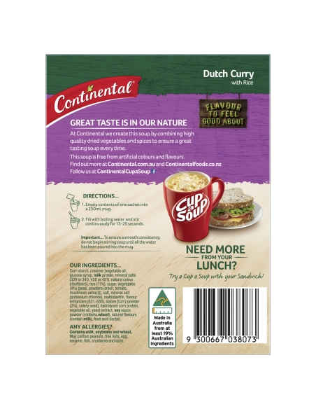 Continental Hearty Dutch Curry Cup-a-soup 2 Serves 2 Pack x 1
