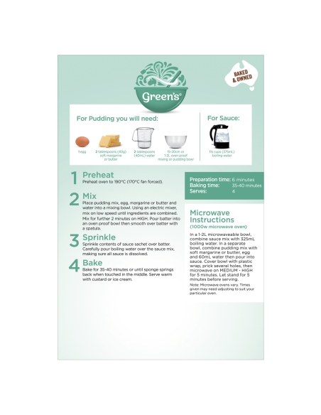 Greens Sponge Pudding Chocolate 260gm x 1