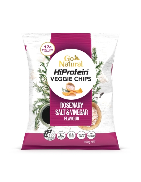 Go Natural Hi Protein Veggie Chips Rosmarin Salz & Essig Geschmack 100g x 5