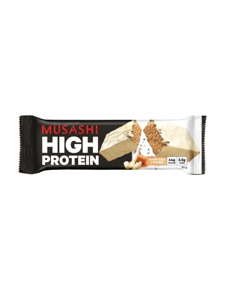 Musashi Hoge eiwit witte choc caramel bar 90g x 12