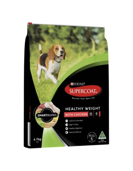 Purina Supercoat Gezond gewicht volwassen kippenvoer voor huisdieren 6,7 kg x 1