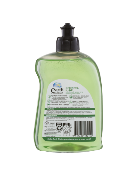 Earths Choice Thé vert et Lime Lavage plat liquide Concentrate 500ml x 1