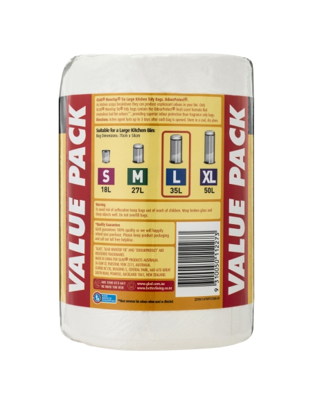 Glad Wavetop Krawatte Küchen Tidy Bags Large 72 Pack x 1