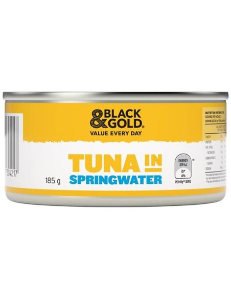 Black & Gold Tuna Chunks In Springwater 185g x 1