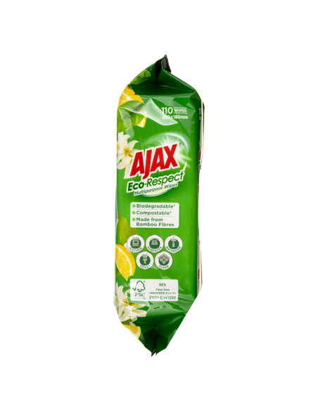 Ajax Lemon Eco Antibacterial Wipes 110 Pack x 4