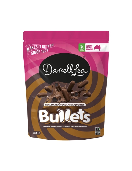 Darrell Lea Dark Chocolate Licorèe Bullets 226g x 12