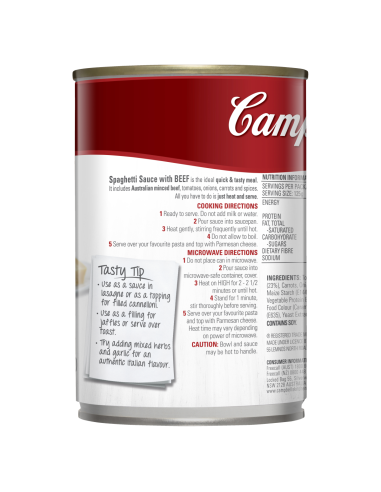 Campbell Soups Spaghetti Sauce Beef Bolognese...