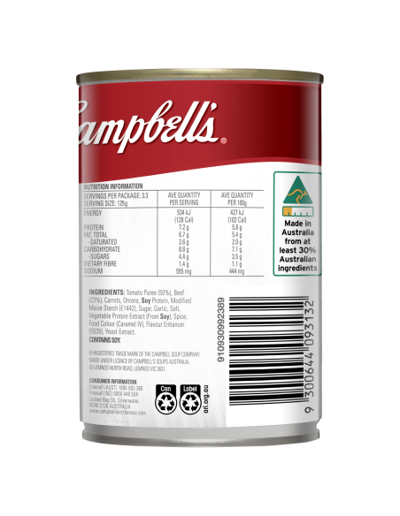 Campbell Soups Spaghetti Sauce Manzo Bolognese 97% Grassi Free 410g x 1