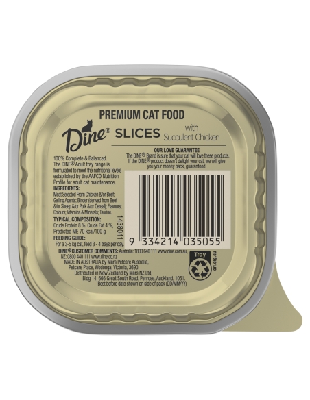 Dine Llesques de pollastre Alimentació de gats 85g x 14