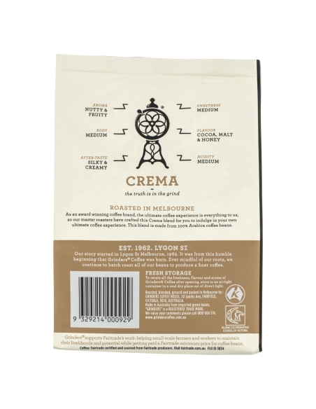 Grinders Smooth Crema Ground Coffee 200 g x 1