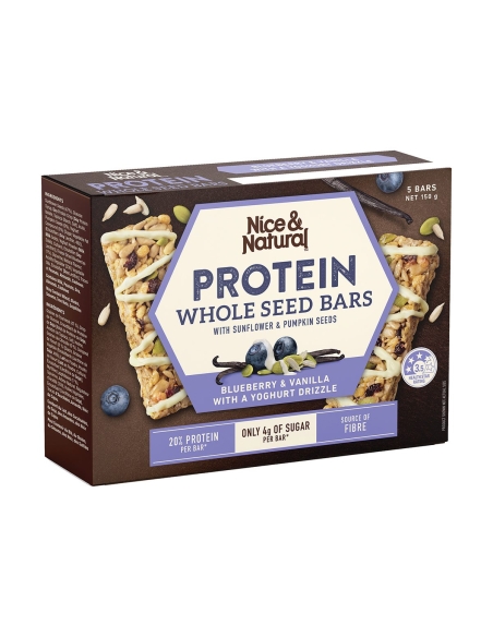Nice & Natural Barra de proteïna Blueberry & Vanilla 5 Pack 150g x 8