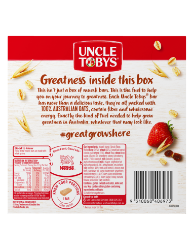 Uncle Toby Yogurt Tops Strawberry Muesli Bar...