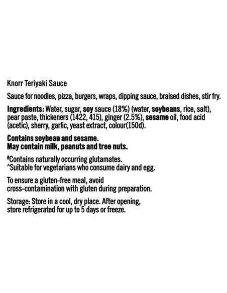 Knorr Sauce Teriyaki Gluten Free 2.1kg x 1