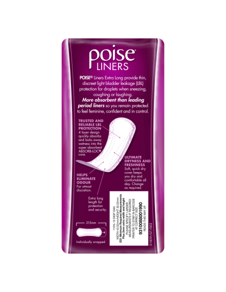 Poise Extra Long Liners 22 Pack x 6