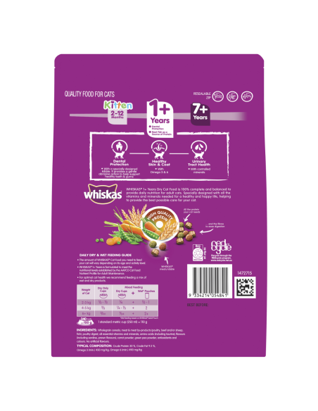Whiskas Sardina & Alimento de gatos de adultos rosados 800g x 1